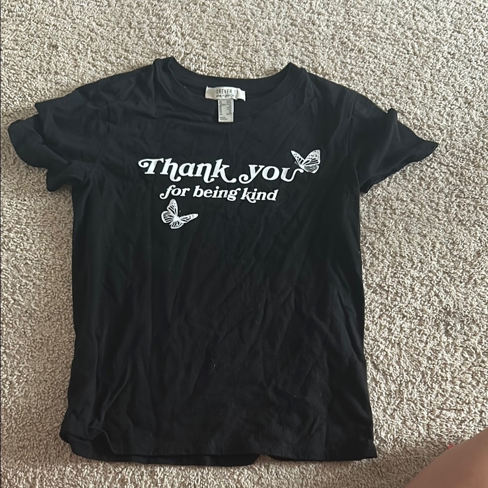 Forever 21 Black Short Sleeve Tee with Graphic Design